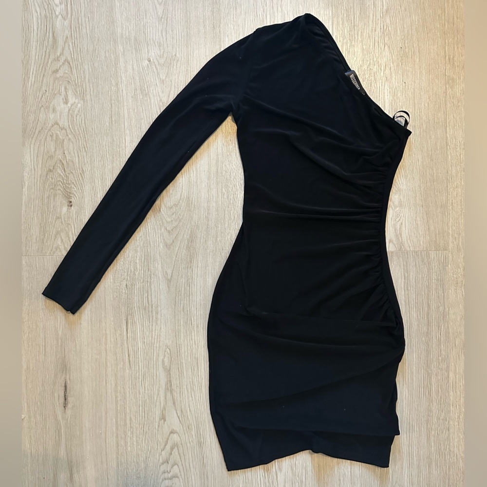 Misguided Black one shoulder mini dress. Size 0 and only worn once
